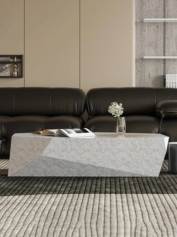 

Italian special-shaped coffee table living room household rock slab designer minimalist geometric coffee table small apartment