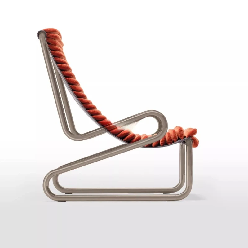 

Internet celebrity modern simple lounge chair orange woven backrest metal frame hotel lobby model room lounge lounge chair