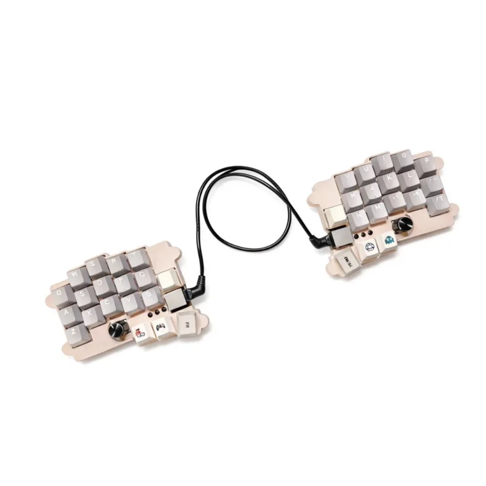 Keenorad38 Wired Split Keyboard with Dual Knob Use Ethernet Cable QMK/Vial Real-time Key Change Hot Pluggable Ergonomic Keyboard