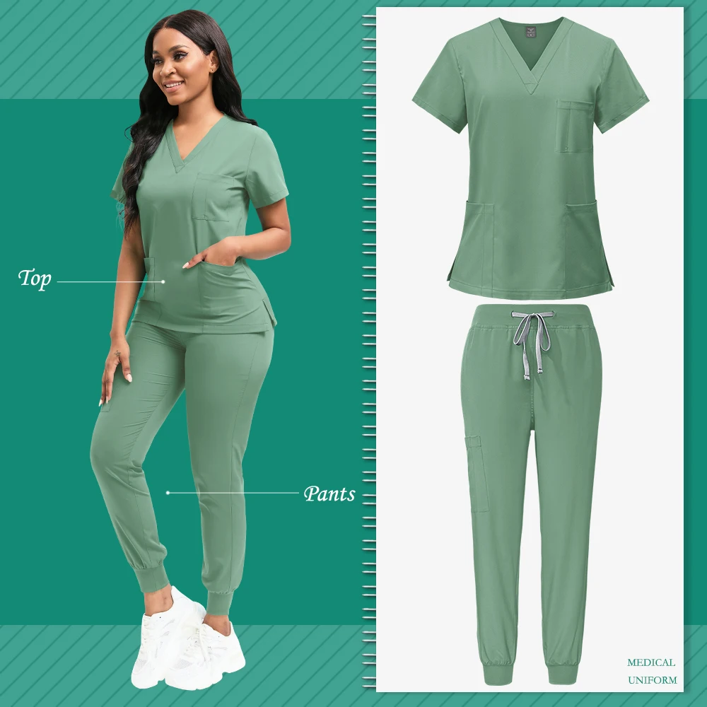 Slim Fit Medical Scrubs Uniform Women Scrub Sets Nursing Accessories Hospital Surgery Gowns Dental Clinic Beauty Salon Workwear