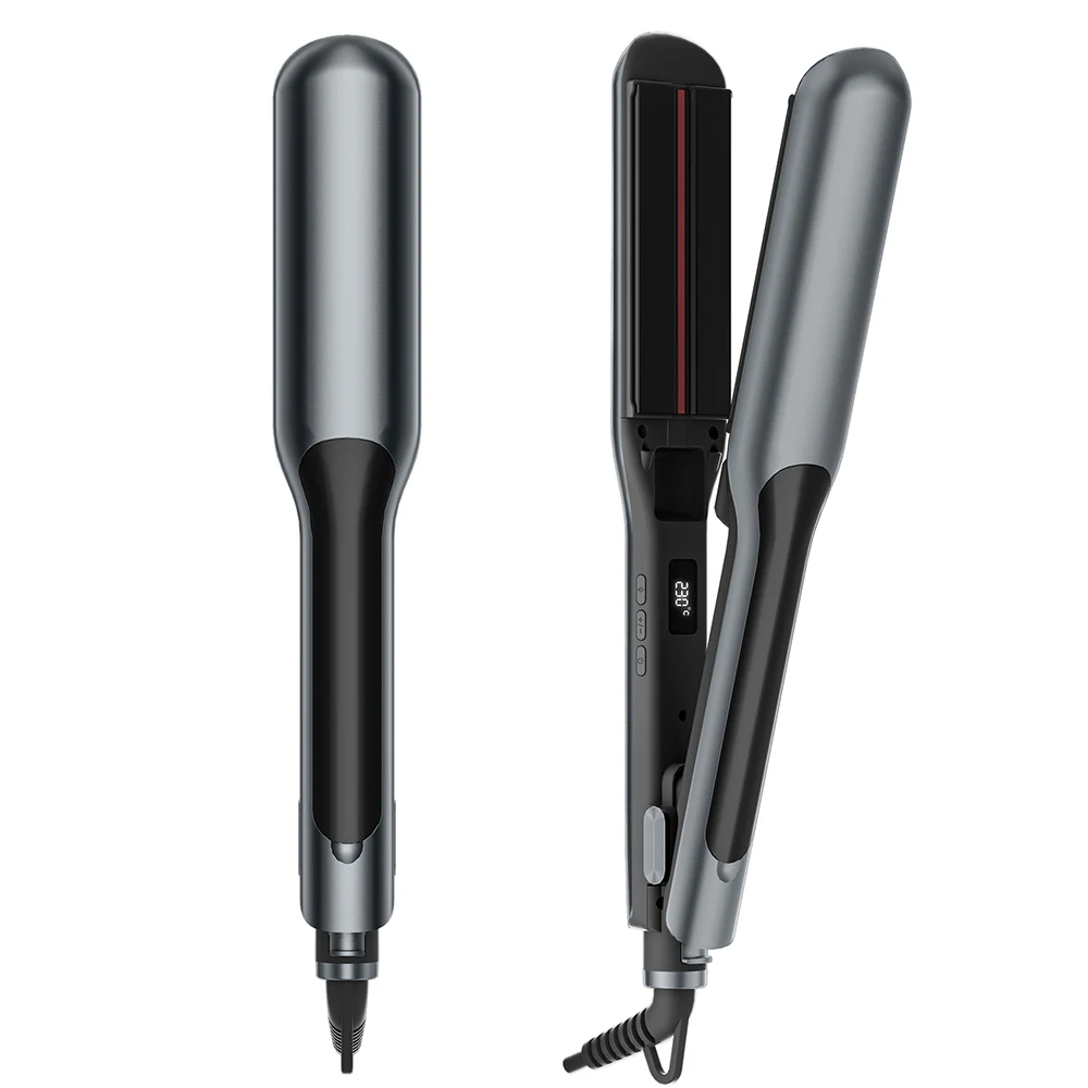 Professional Infrared Steam Hair Straightener Adjustable Temperature Fast Heat-Up Floating Plates for Frizzy Curly Hair