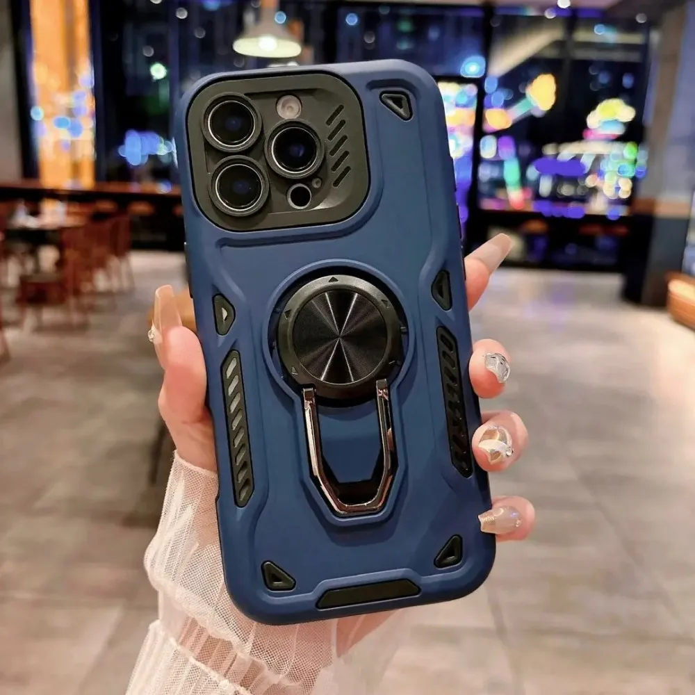 Luxus Robuste Auto Ring Stand Telefon Fall Für IPhone 17 Pro Max Air 16 15 14Plus 13 12 11 Anti-herbst Rüstung Harte Schützen Abdeckung Funda