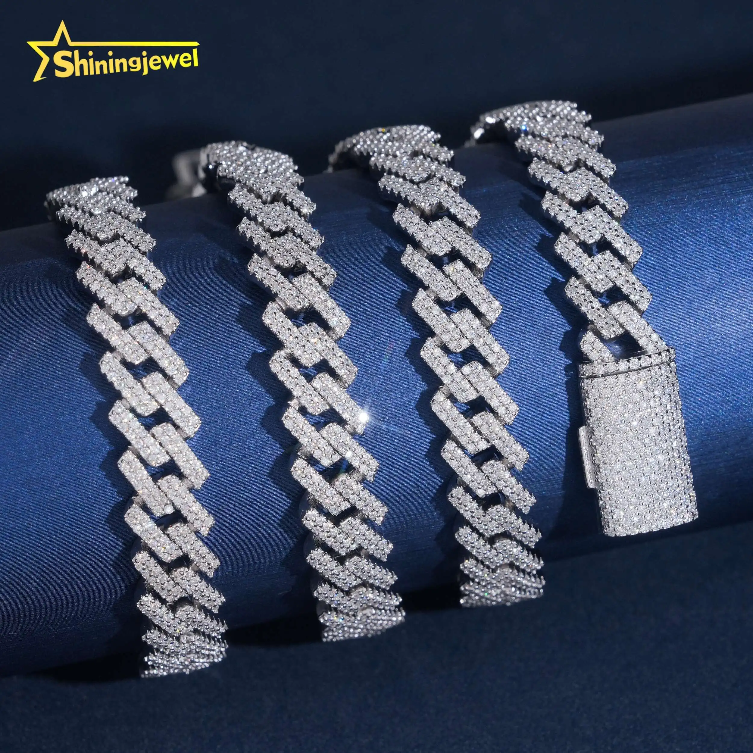 Classic 2 Rows Solid 925 Silver Cuban Chains Moissanite 10mm Hip Hop Jewelry Iced Out Cuban Link Chain Pass Tester...