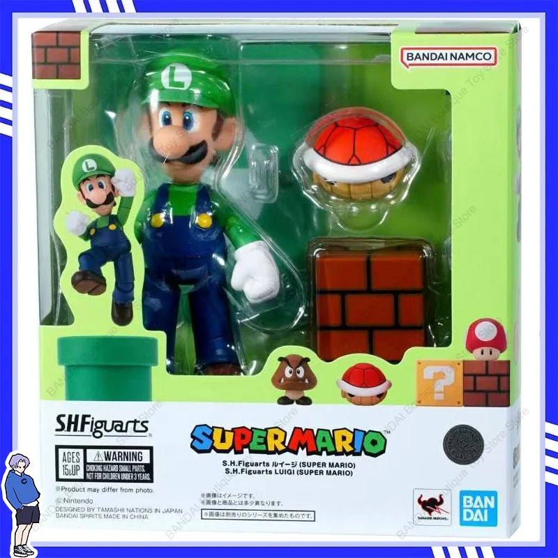 Op voorraad Officieel gelicentieerde BANDAI S.H.Figuarts SHF Super Mario Luigi Anime Action Figures Boxed Collection Model Kit Speelgoed