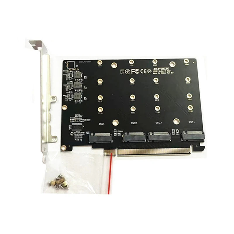 Pcie 4.0 X16 Hard Drive Adapter Card 4 Nvme M.2 SSD Array Card Multifunctional Convenient VROC Slot Card Adapter Easy Install