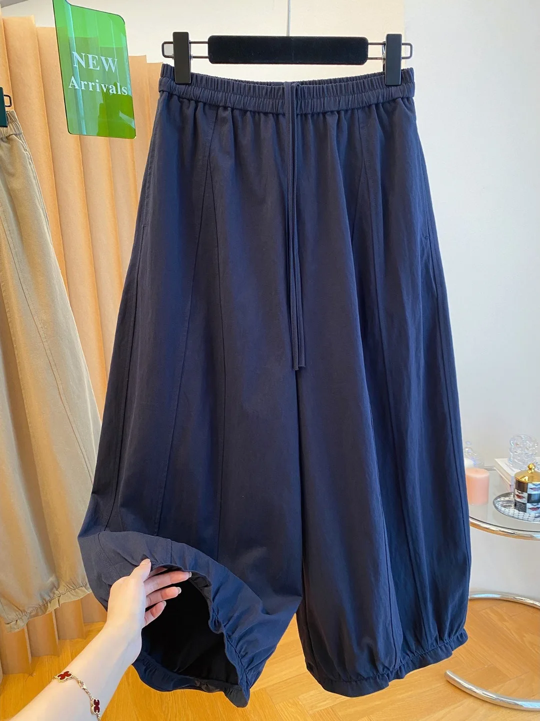 Casual Wide Leg Straight Tube Pants High Waist Cotton Blend Spring Autumn Floral Print Nine Points Women's Faion Pants