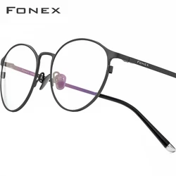 FONEX Titanium Glasses Frame Women Brand Design Vintage Round Eyeglasses Men Ultralight High-end Japanese Eyewear 8501
