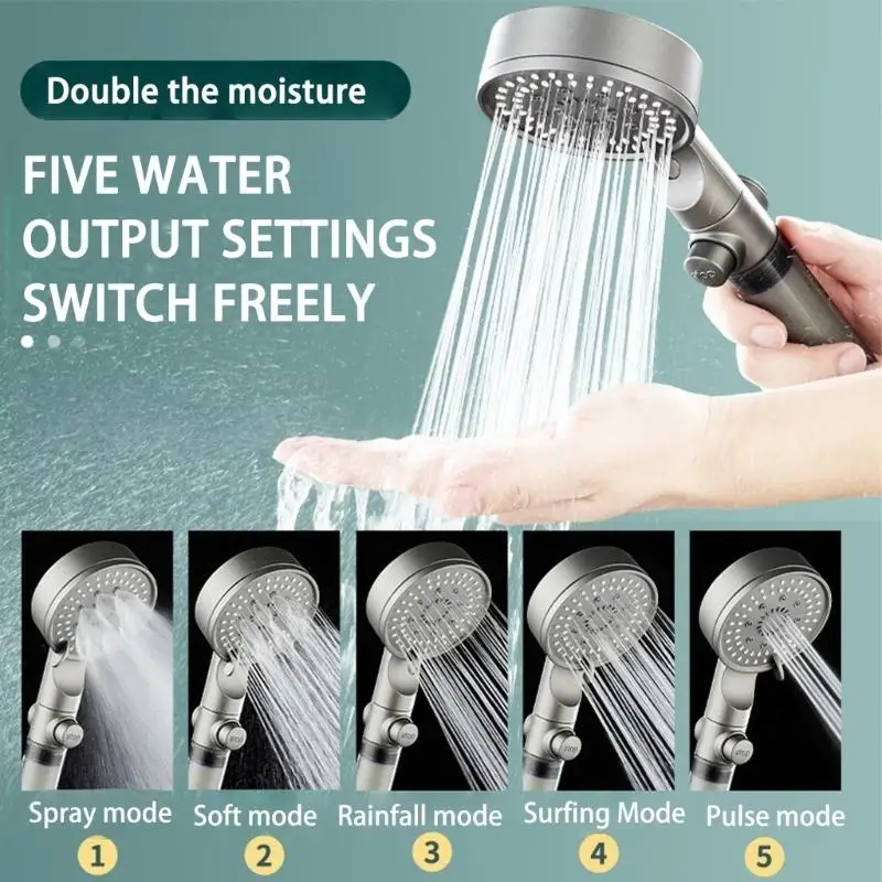 652F Universal 5 Mode Filtered Shower Head with power washing Feature and Strong ABS Construction