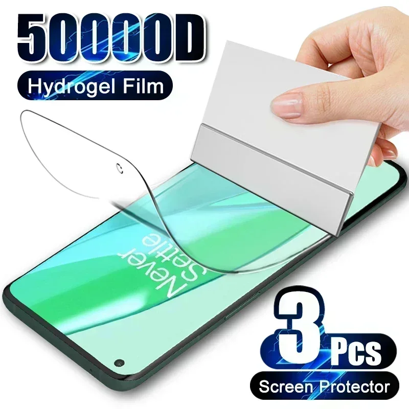 Película de hidrogel curvada de cobertura completa, Protector de pantalla para OnePlus 11, 9, 10 Pro, 9R Nord 2, 8, 8T, 7T, 7, 6T, 6 Pro, accesorios sin cristal, 3 piezas