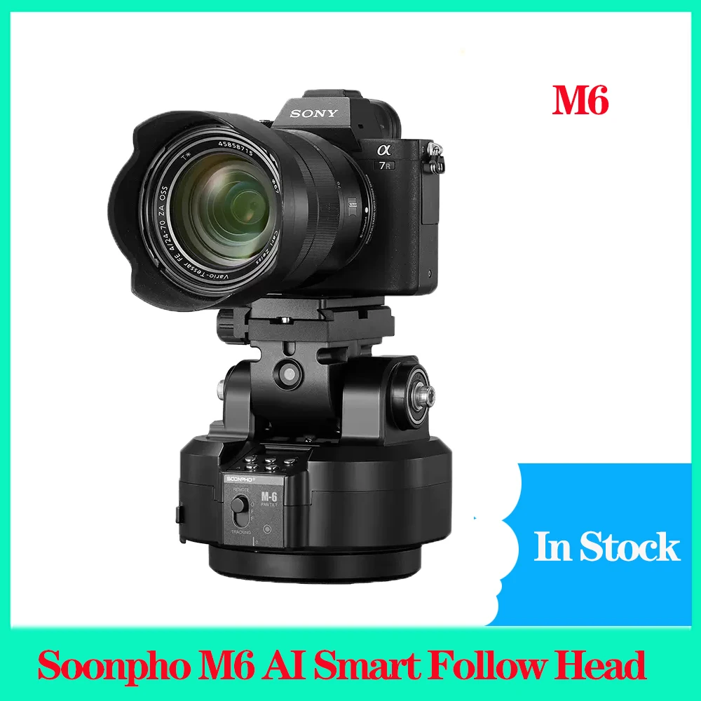 

Soonpho M6 AI Smart Follow Head 360 Rotating Panoramic Head Remote Control Pan Tilt Video Tripod Head Stabilizer for Video Shoot