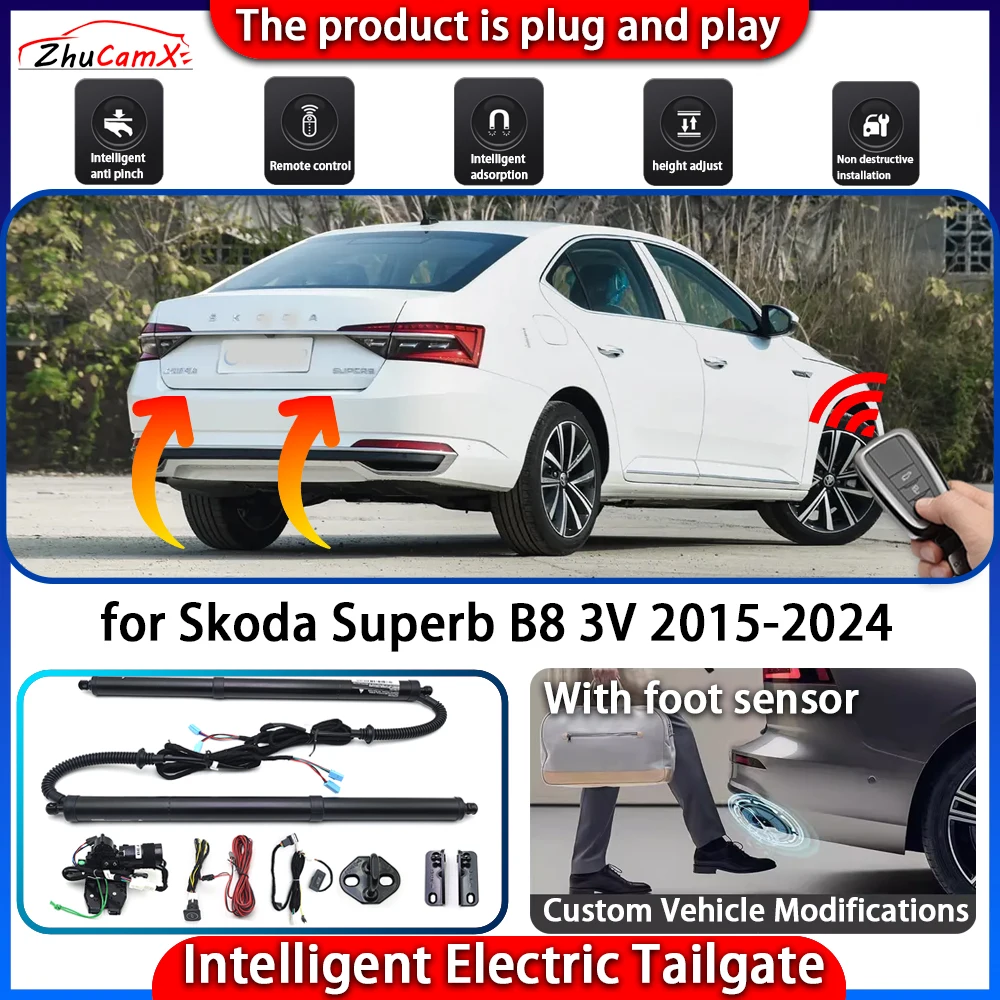 ZhuCamX Smart Powered Tailgate System for Skoda Superb B8 3V 2015-2024 Automatic Intelligent Electric Trunk Lift Control Kit