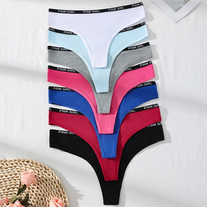 7 قطعة سراويل النساء القطن سيور الملابس الداخلية النسائية منخفضة الارتفاع g-سلسلة السيدات مثير بيكيني 7 اللون الفتيات سراويل لينة العشير XS-L #4