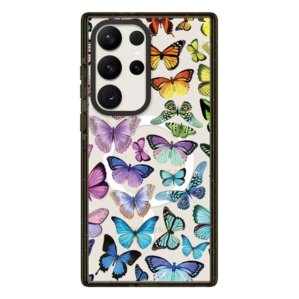 

Colorful Butterfly MagSafe Acrylic Black Border Case for Samsung Galaxy S22 Ultra S23 Ultra S24 Ultra Cover Protective Case