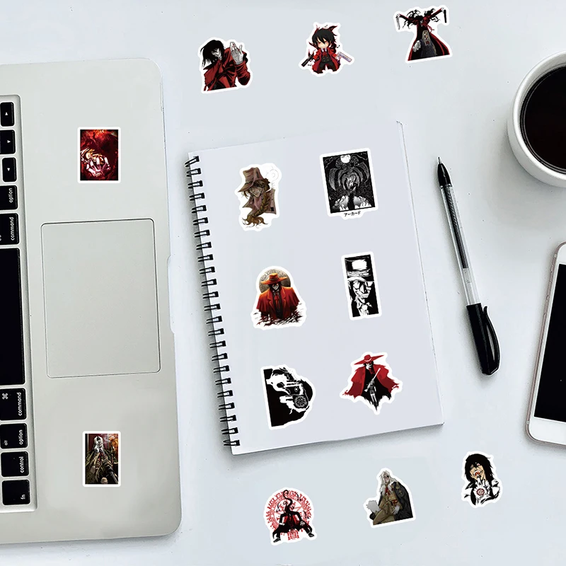 Hellsing Personalidade Adesivos impermeáveis, Original Anime Figure Image, Laptop, Water Cup, Graffiti Sticker, 100Pcs, Novo