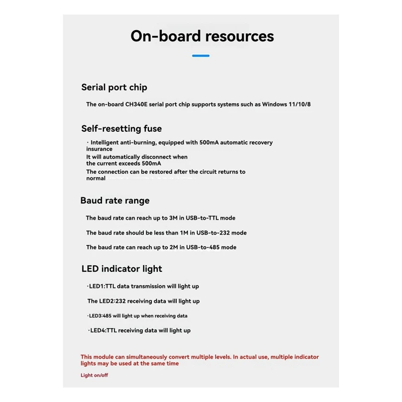 وحدة التحويل التلقائي للمنفذ التسلسلي 6 في 1 USB إلى UART USB إلى TTL/RS232/RS485 CH340-A86Z