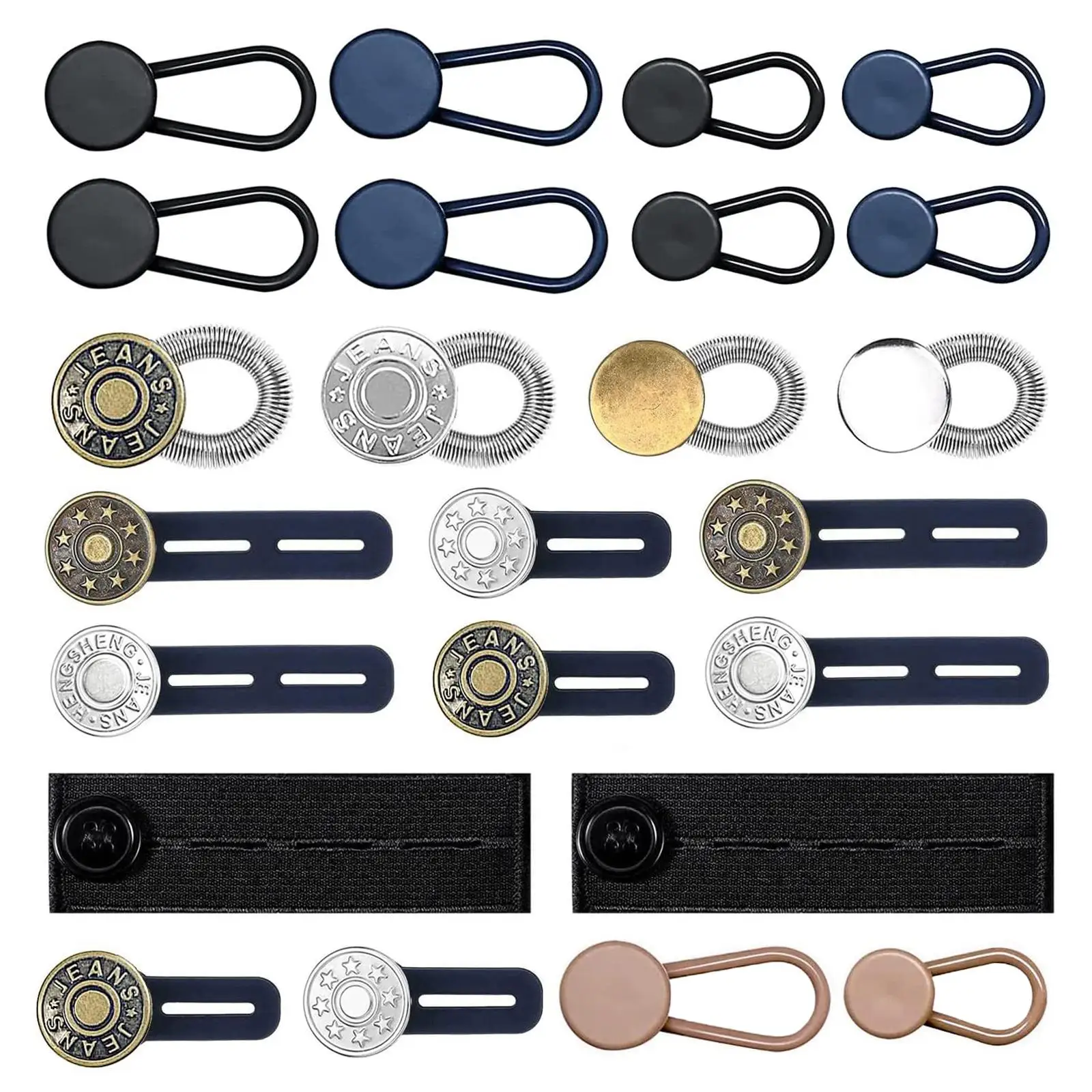 24Pcs Waist Extender Widen Expander Button Metal Fastener Buckles Waistband Trouser Women Pants Collar Accessories