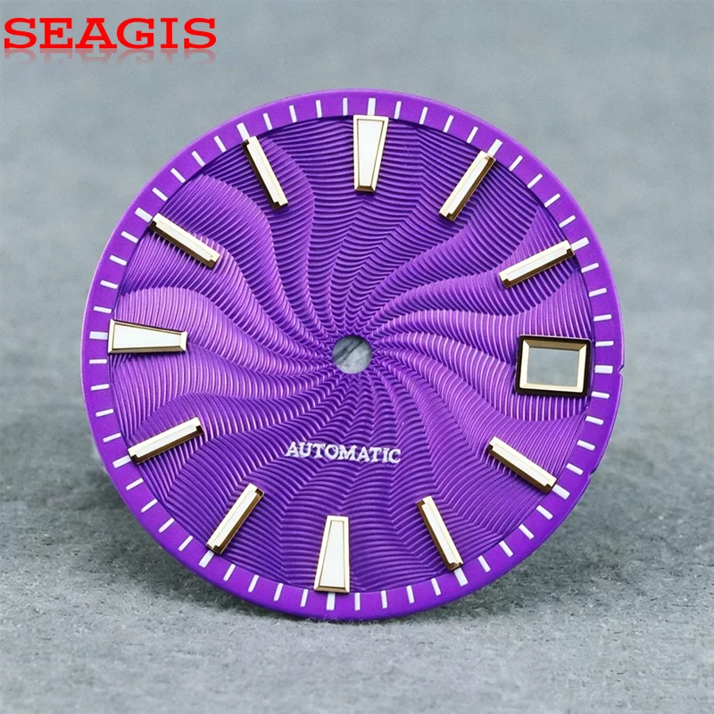 SEAGIS Coloful Twise Dial 28.5 mm Blue Lume Dial NH35 Mod No Logo Watch Face Watch Accessories Parts