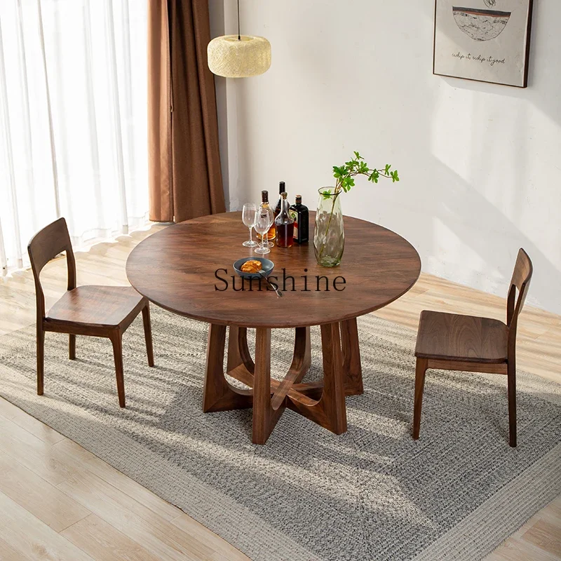 

Nordic wabi-sabi wind solid wood round modern simple small apartment dining table FT