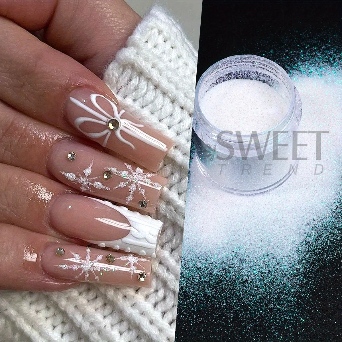 4 pçs fino iridescente camisola prego lantejoulas preto branco açúcar em pó pigmento holográfico inverno design brilhante manicure decoração flash