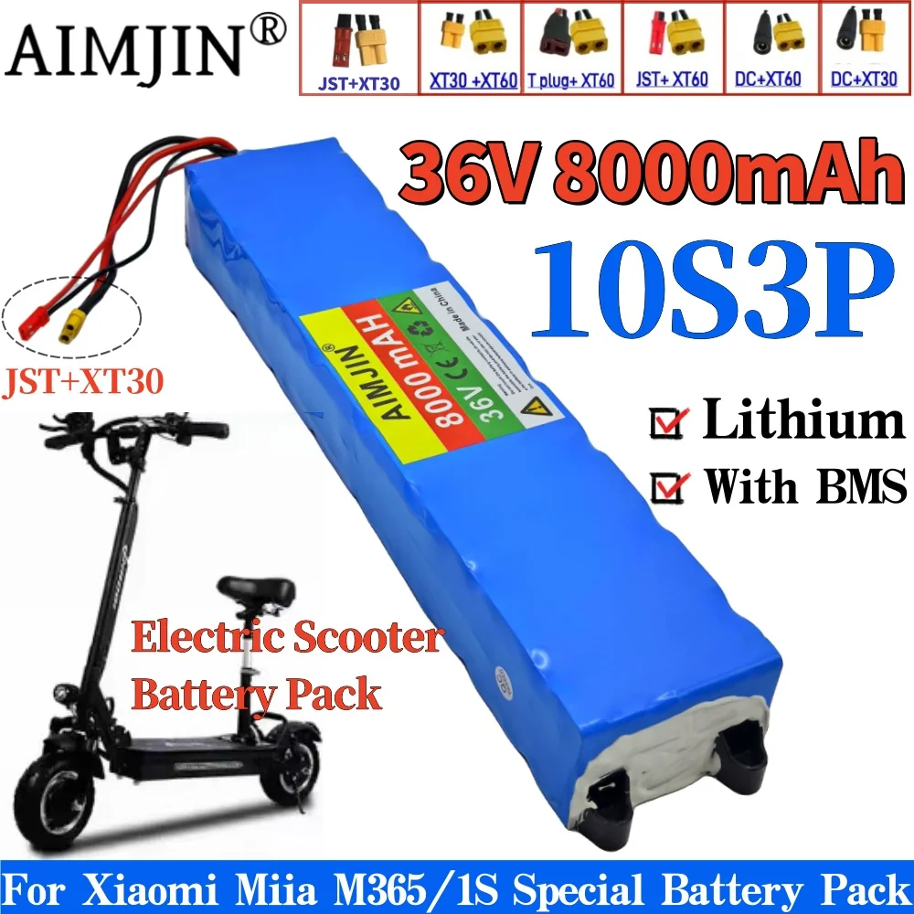 10S3P 36V 8.0Ah Li-ion Battery For Xiaomi M365/1S Special Battery Pack 36V  8000mAh Electric Scooter Battery Pack+42V 2A charg