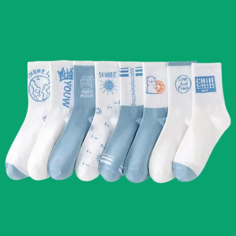 Chaussettes de basket-ball confortables pour femmes, chaussettes mi-tube décontractées, fines, longues, mignonnes, tout match, été, haute qualité, nouveau, 8/16 paires