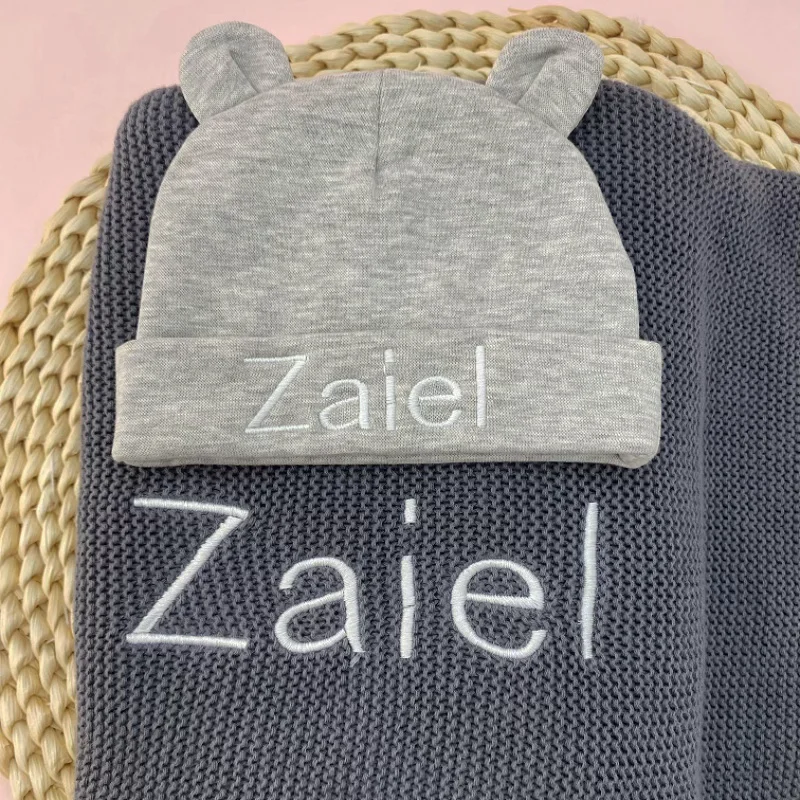 

Personalized Baby Name Blanket with Organic Cotton Beanie Newborn Gift Set Baby Shower Gifts Autumn 2025