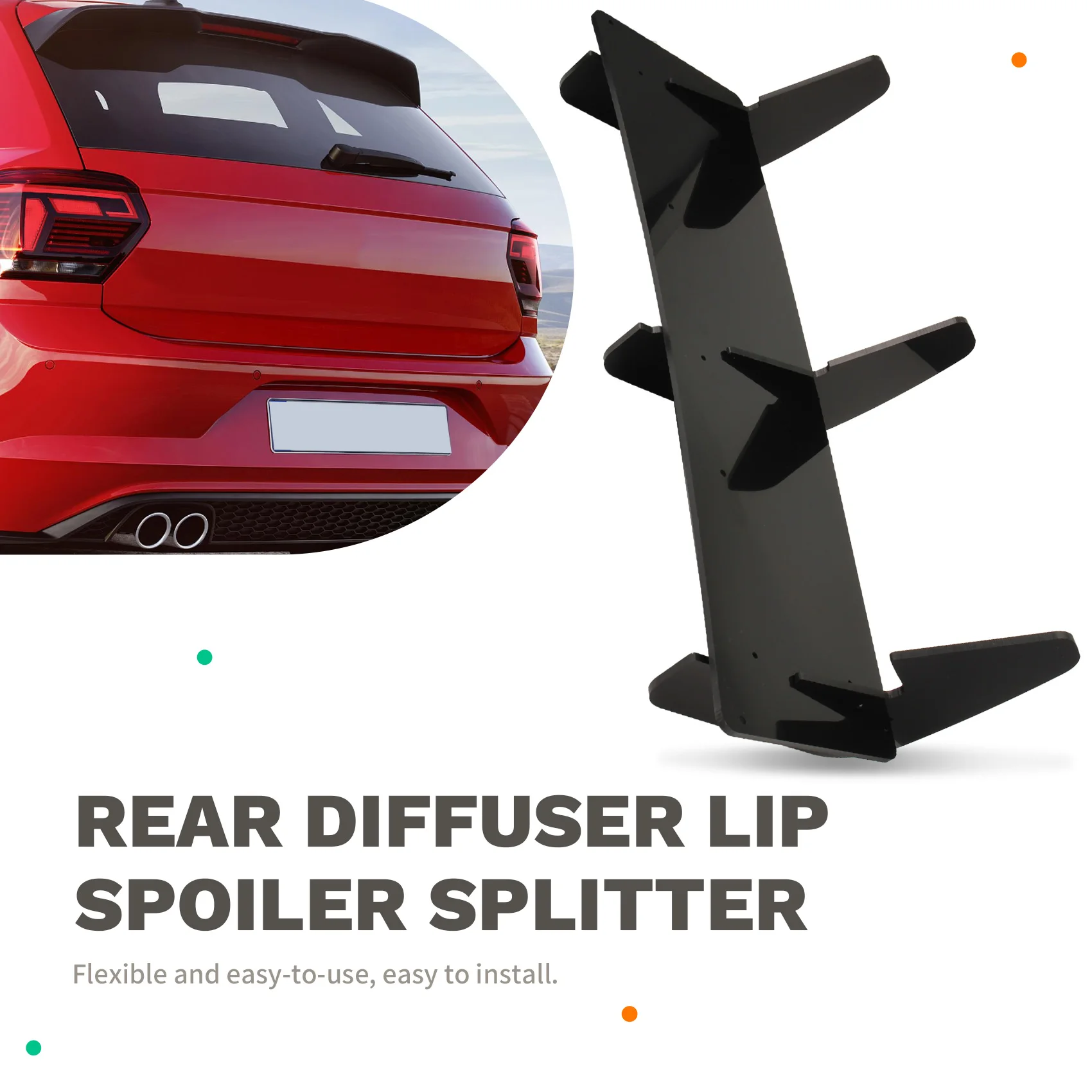 

AS57-Car Rear Bumper Diffuser Lip Spoiler Splitter For VW Polo