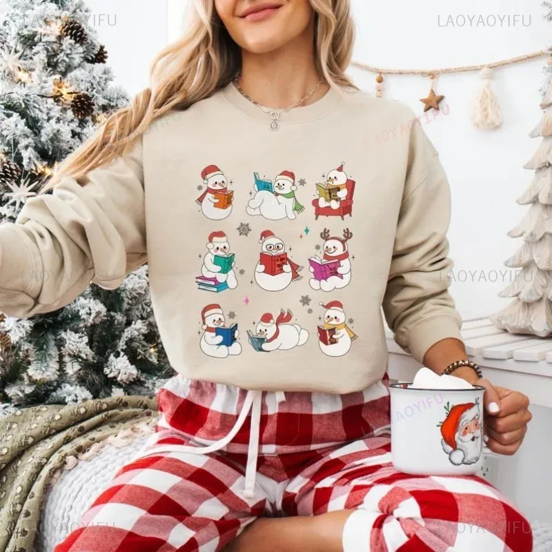 Weihnachts-Sweatshirt, Bibliothekar, Weihnachts-Hoodie, Schneemann, Bücher lesen, Sweatshirt, Buchliebhaber, Geschenk, Weihnachten, lustige Streetwear