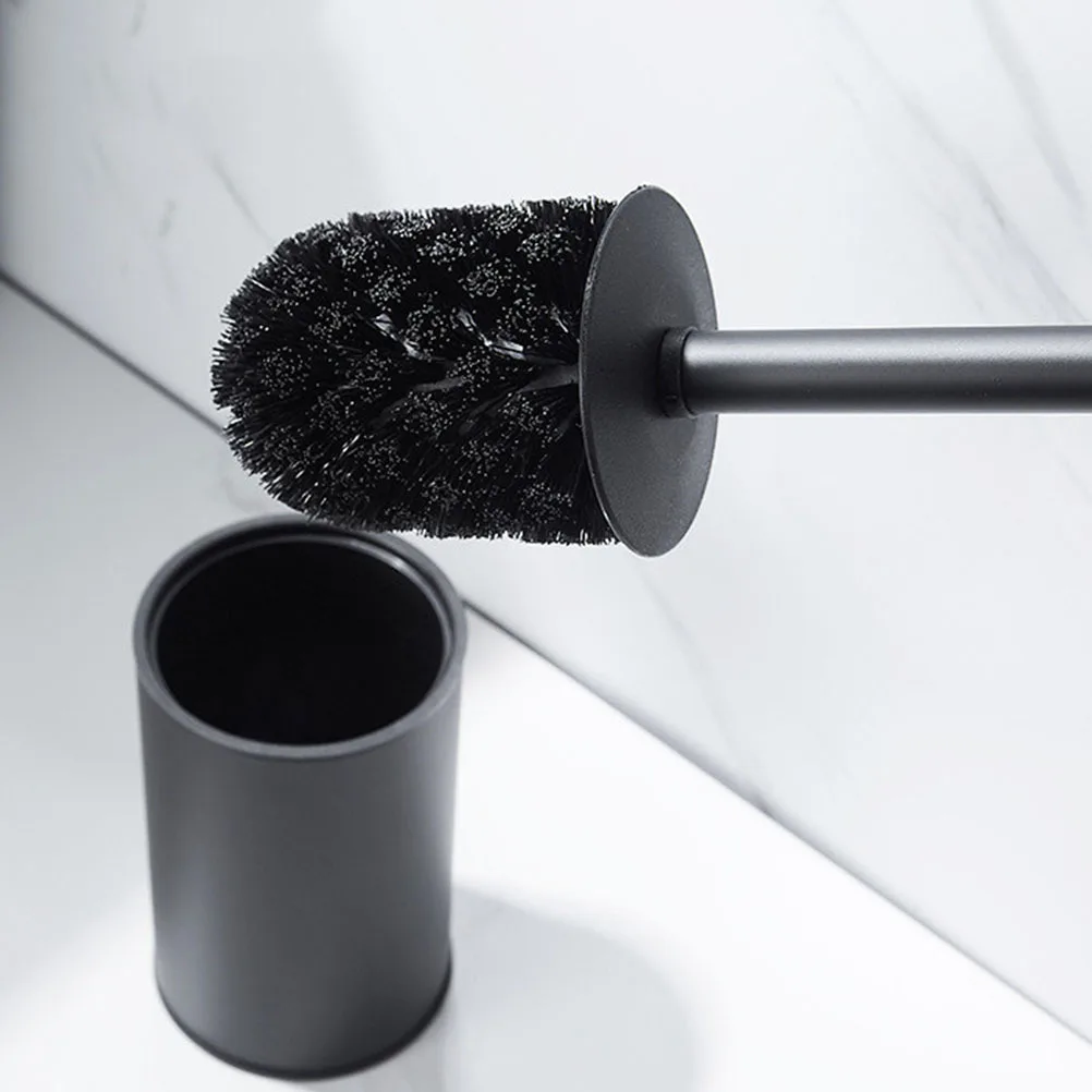 

Black Toilet Brush Stainless Steel Handle Ergonomic Design for Bathroom Tool Toilet Brush and Holder