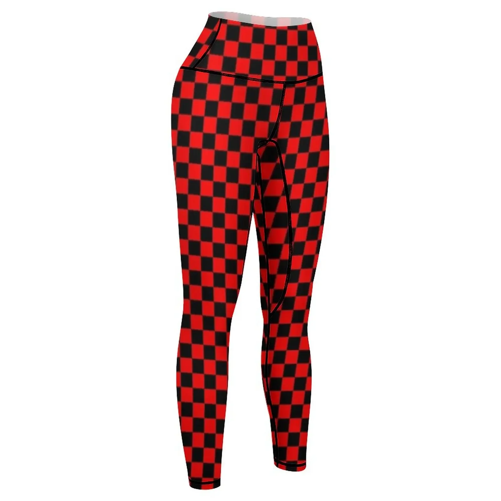 black red checkered Leggings gym wear Sportswear woman gym fitness set gym Sports pants woman Womens Leggings