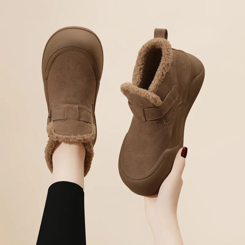 

New fashionable short tube snow boots for women with fleece short boots winter warm cotton shoes