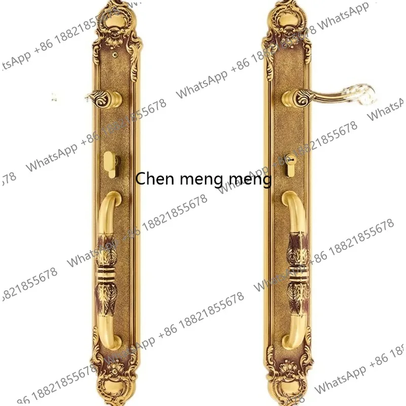 Villa opposite door copper lock entry meeting room door lock all brass American double open large wooden door lock