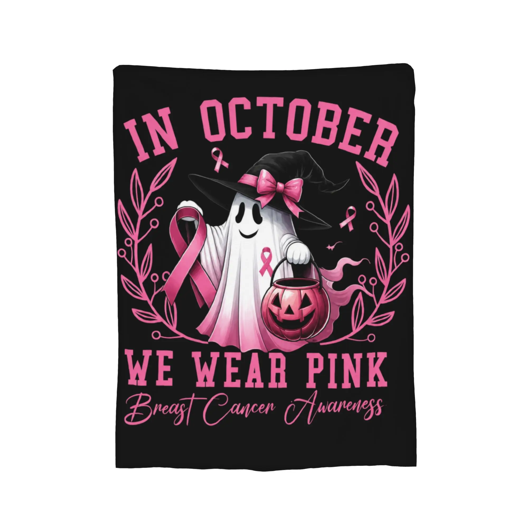 Breast Cancer Awareness Pink October Halloween Ghost Survivor Blanket Fleece Ultra-Soft Throw Blanket for Sofa Car Bedspread
