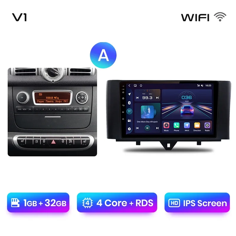 Junsun Draadloze Carplay Android Auto Radio Voor Smart Fortwo 451 2005 - 2015 Auto Intelligente Systemen Rds Bt Dsp 2 Din Autoradio