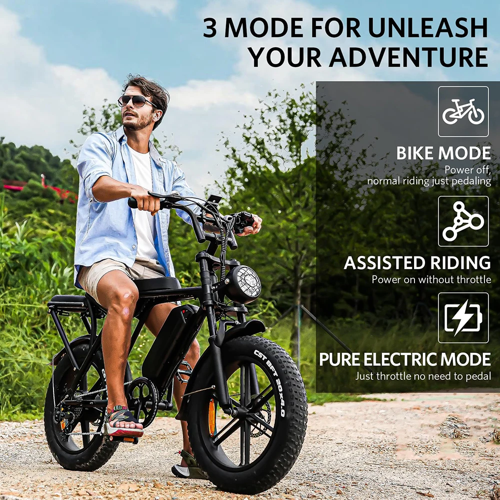 Upgraded 20inch Ouxi V8 Electric Bicycle 500W Fat Tire E-Bike Hydraulic Brake For Adults 48V15Ah 45KM/H Road City Electric Bike