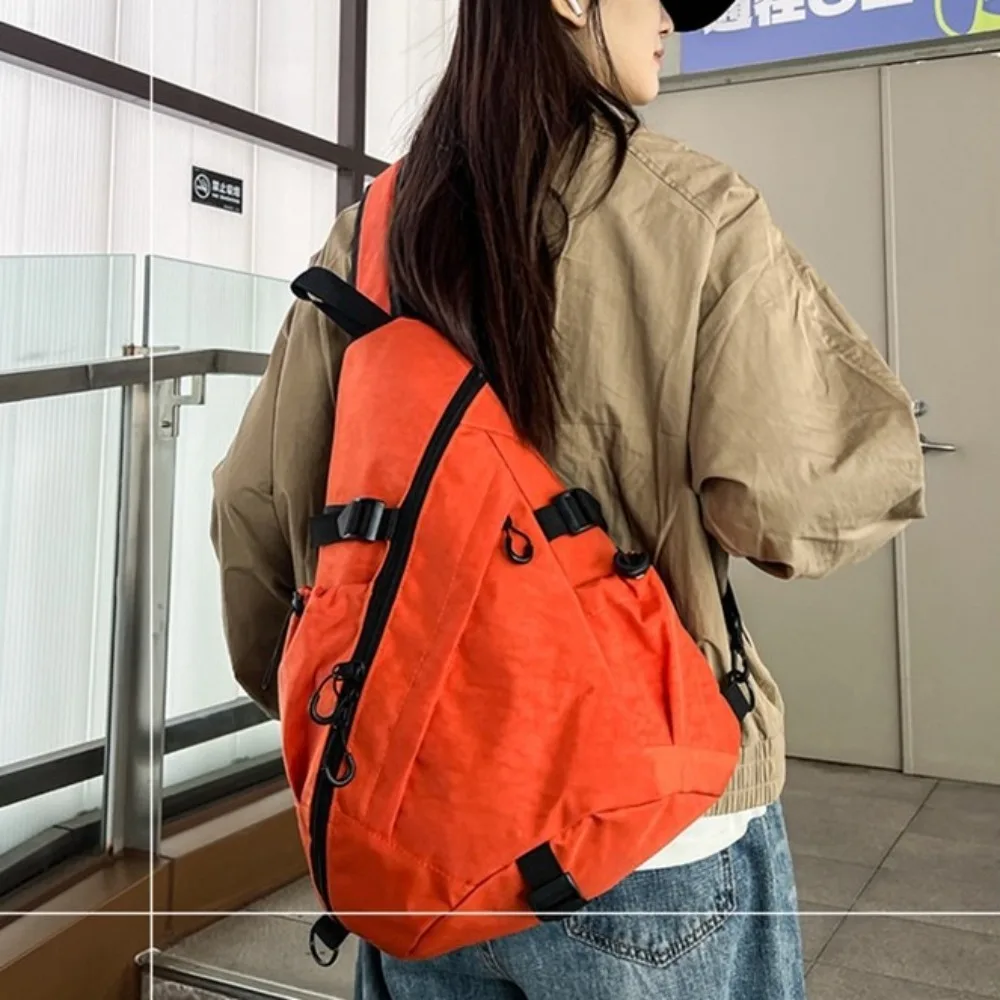 

Solid Color Men's Chest Bag Multiple Pockets Large Capacity Oxford Cloth Shoulder Bag Multifunctional Adjustable Shoulder