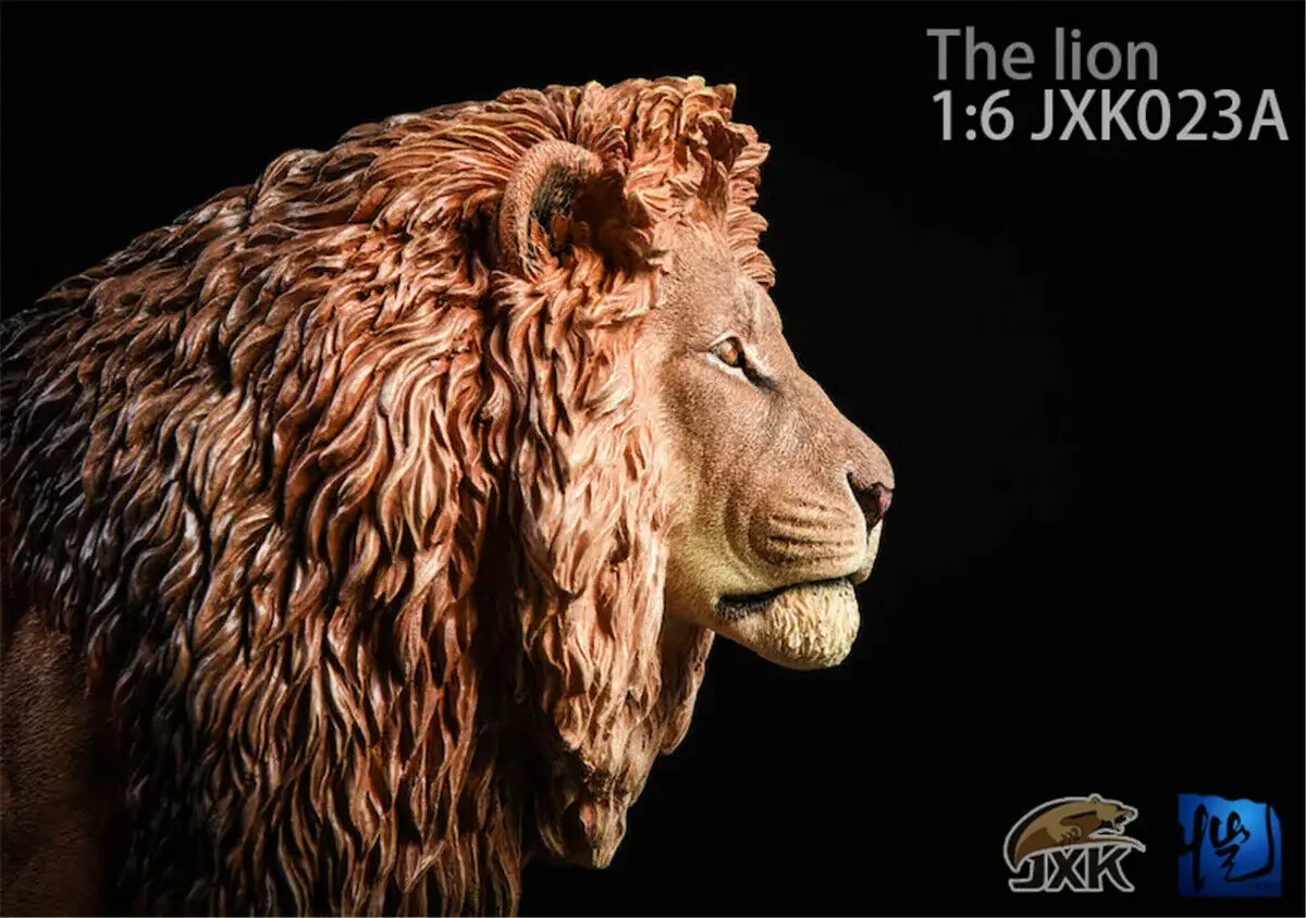 JXK 1/6 Lion Figure Panthera leo King Simulation Wild Animal Model Collector GK Toy Ornaments Decoration Education Gifts