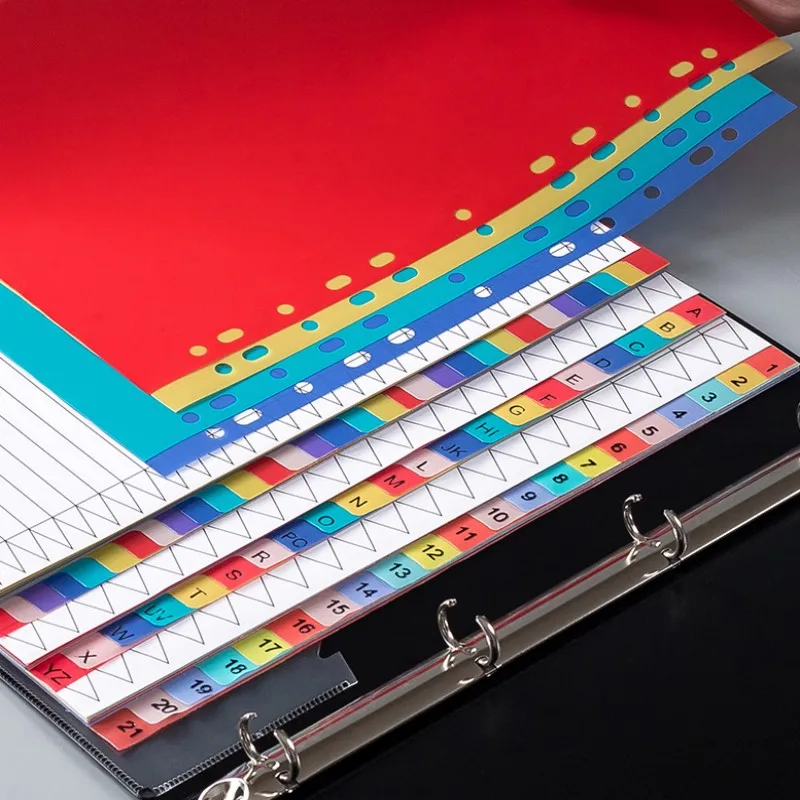 A4 Plastic Binder Index Dividers Classification Paging Separation Color Paper Print 10/12/21 Pages File Folder Accessories