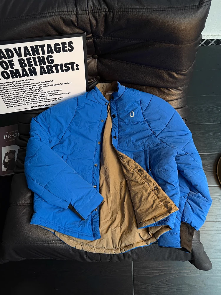 معطف شتوي خفيف الوزن على الوجهين من القطن Jaet للرجال بياقة واقفة معطف قطني فاخر خفيف الوزن للأزواج