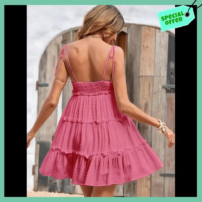 

Sturdy Womens Summer Dresses Wedding Guest Dresses Beach Sundresses Spaghetti Strap Flowy Boho Dress