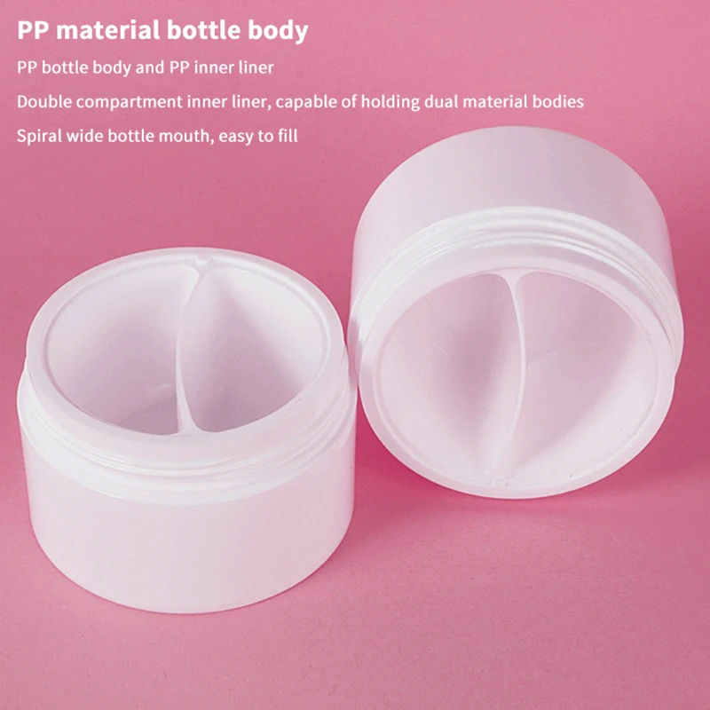 100g Dubbel Raster Lege Gezichtscrème Pot Met Lepel Plastic Hervulbare Oogcrème Doos DIY Reizen Draagbare Ronde Cosmetische container