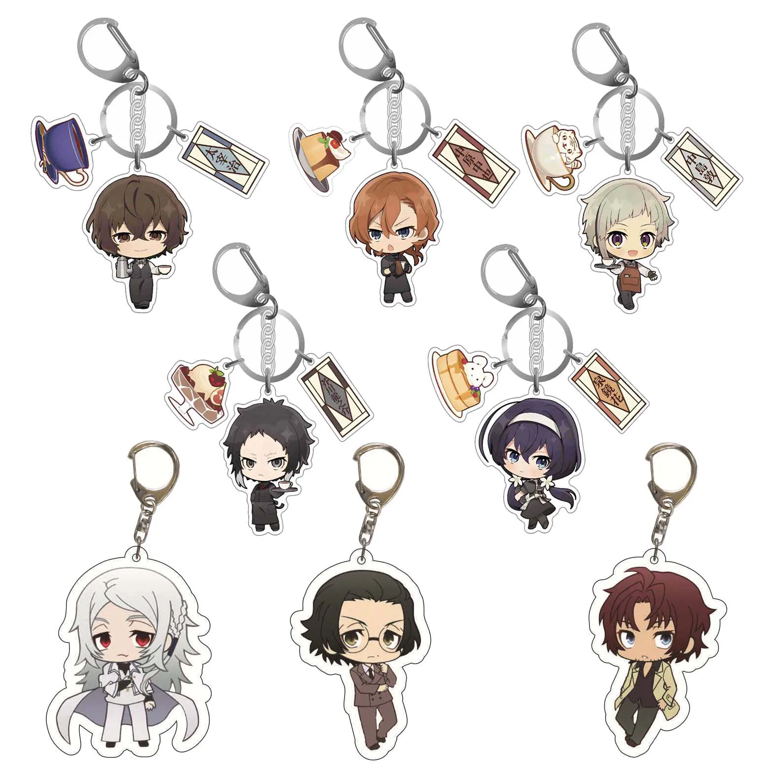 Keychains 6cm Anime Bungou Stray Dogs Atsushi Nakajima Dazai Key Chain for Accessories Cute Bag Pendant Key Ring for Fans Gift