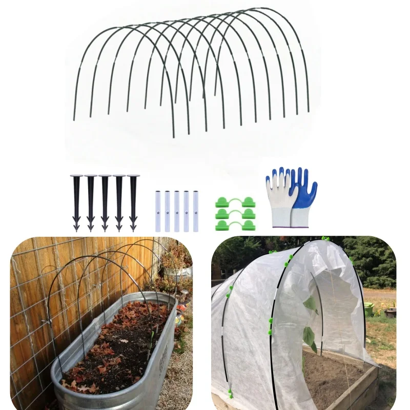 

Garden Hoops Grow Tunnel Kit - Rust-Free Fiberglass Frame for Raised Beds, DIY Plant Support for Garden Netting, Row Covers,