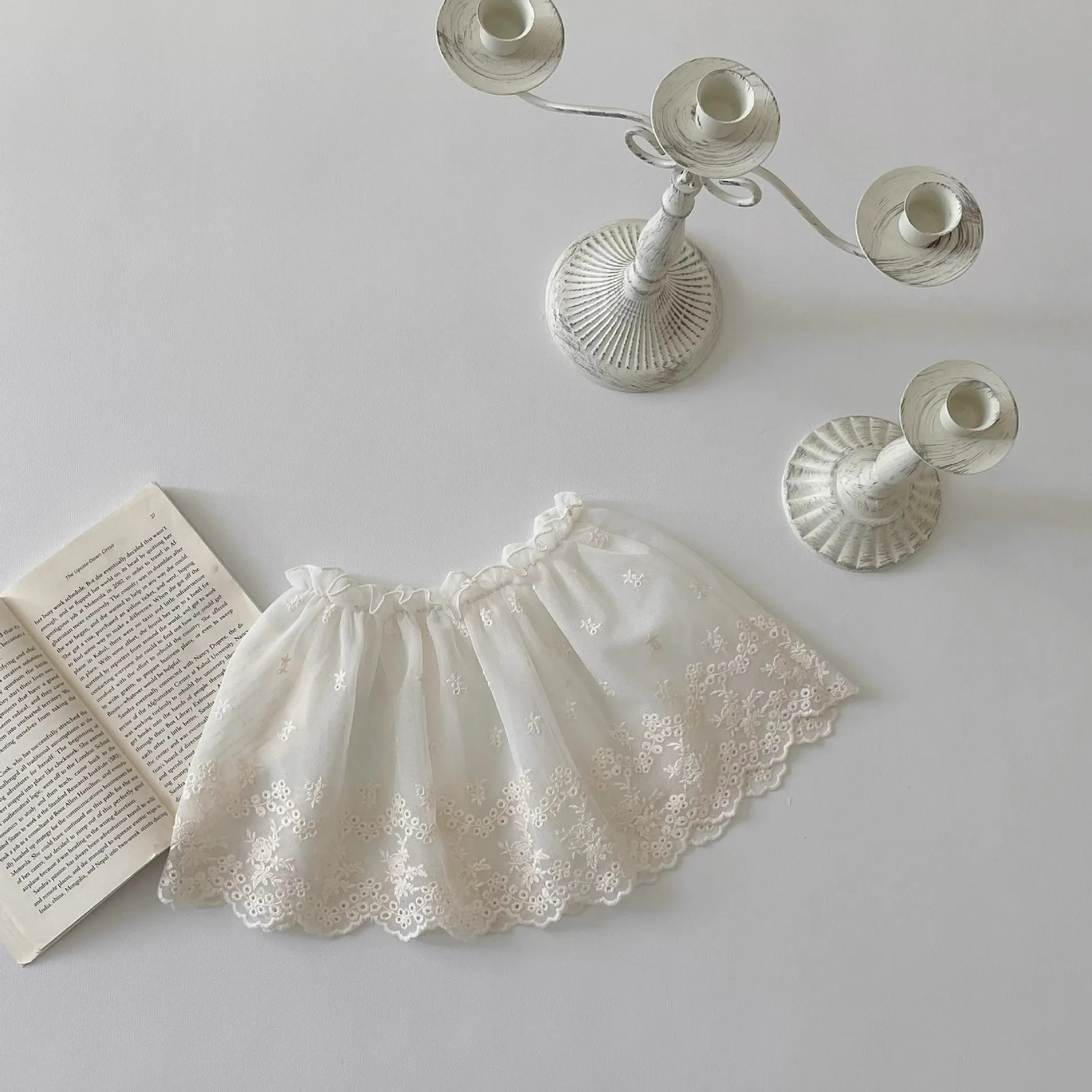 

Baby Embroidery Double-layer Lace Mesh Skirt Fart Curtain Girls Baby Decoration Half Body Cover Skirt