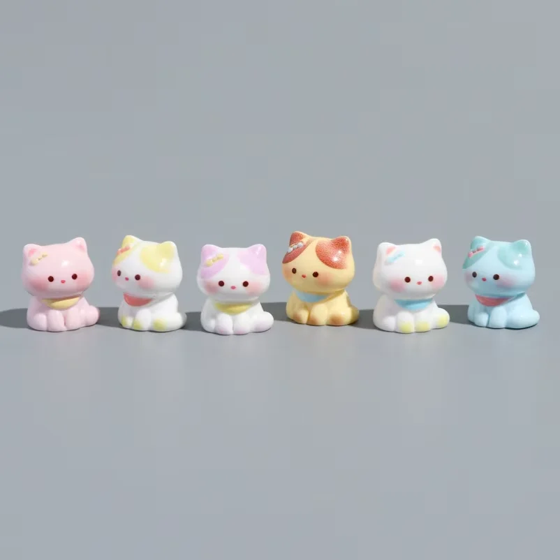 6pcs Figurines Miniature Cute Cat Micro Landscape Crafts Ornaments for Home Decorations Animal Car Decor Room Accessories