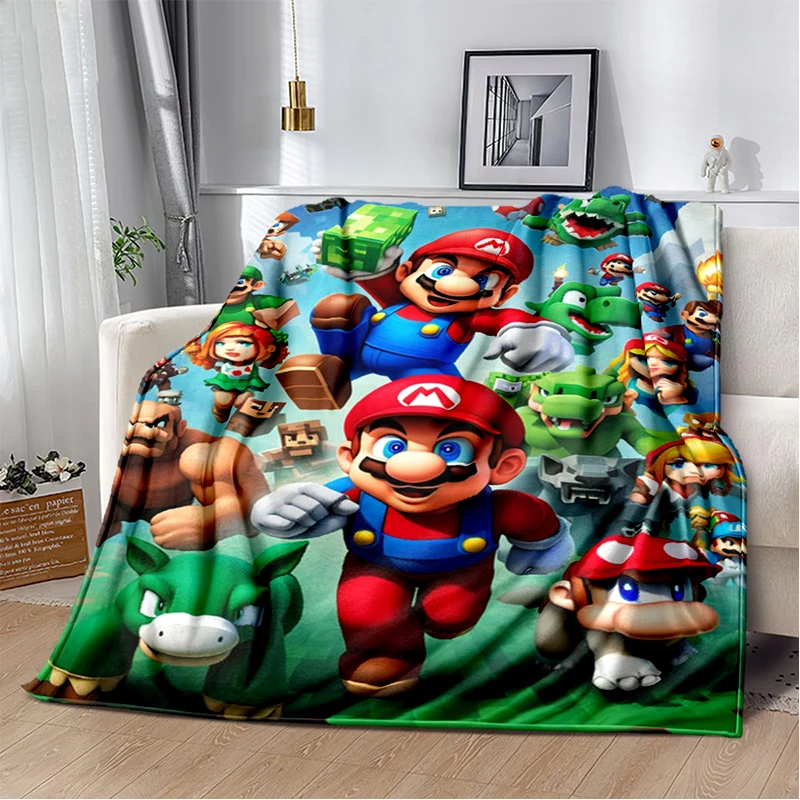 3D Classics 3D Mario Soft Plush Blanket,Cartoon Flannel Blanket Throw Blanket for Living Room Bedroom Sofa Cover Kids Gift