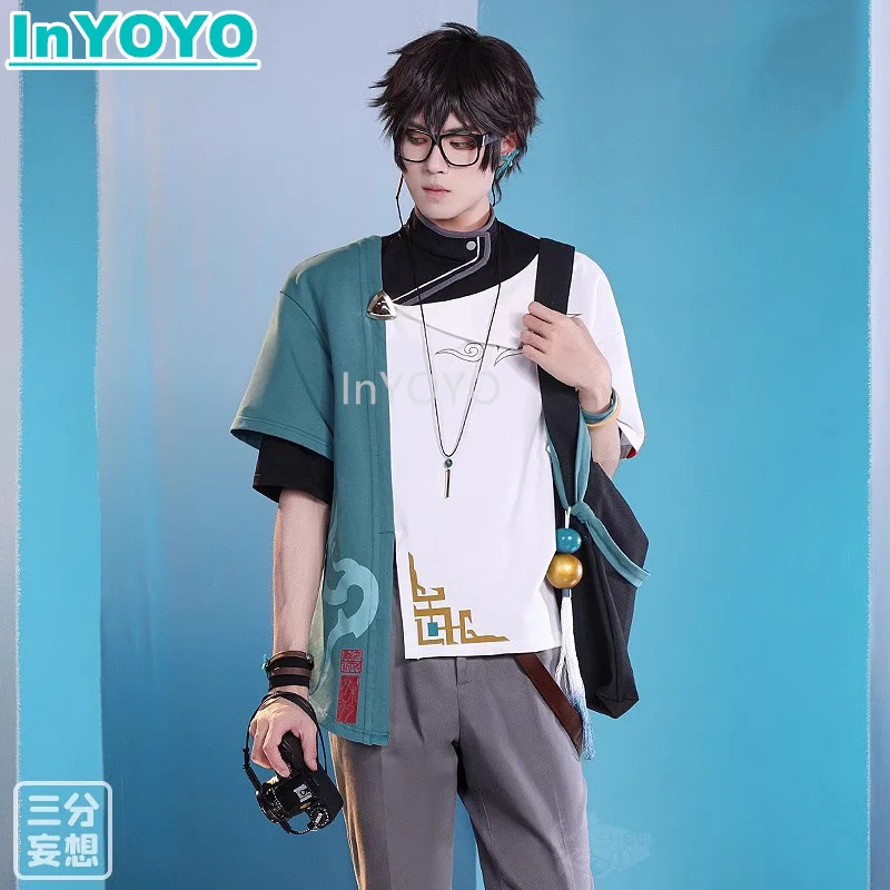 

InYOYO Dan Heng Cosplay Costume Honkai: Star Rail Xidi Hongcun Fashion Casual Daily Wear Men Top Shirt Game Suit Party Outfit