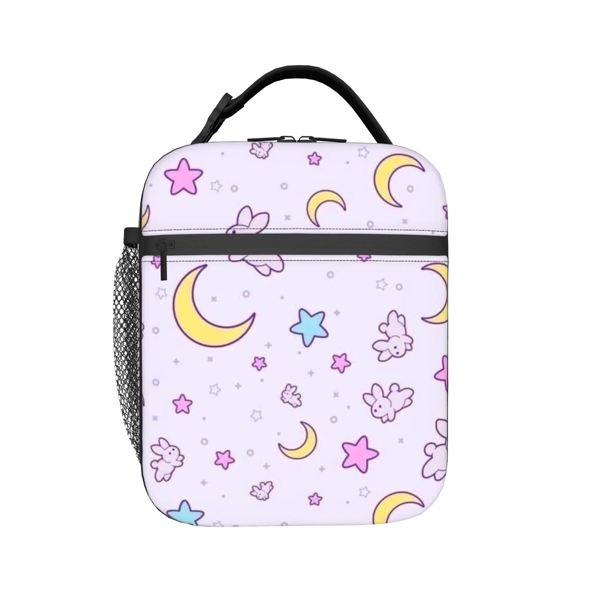 Usagis Tsukinos Cartoon Moon Cat Insulated Lunch Bag for Men Women  Food Bag Leakproof Cooler Thermal Lunch Box For Picnic