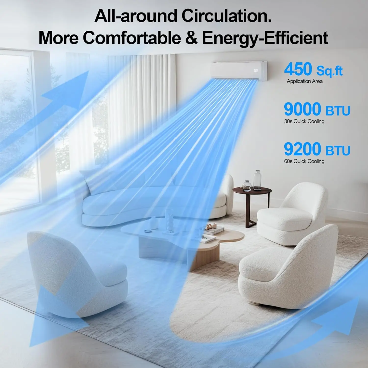 12000  BTU Mini Split AC/Heating System,19 SEER2 230V Energy Efficient Ductless Inverter System,Cools Up to 450, Customized