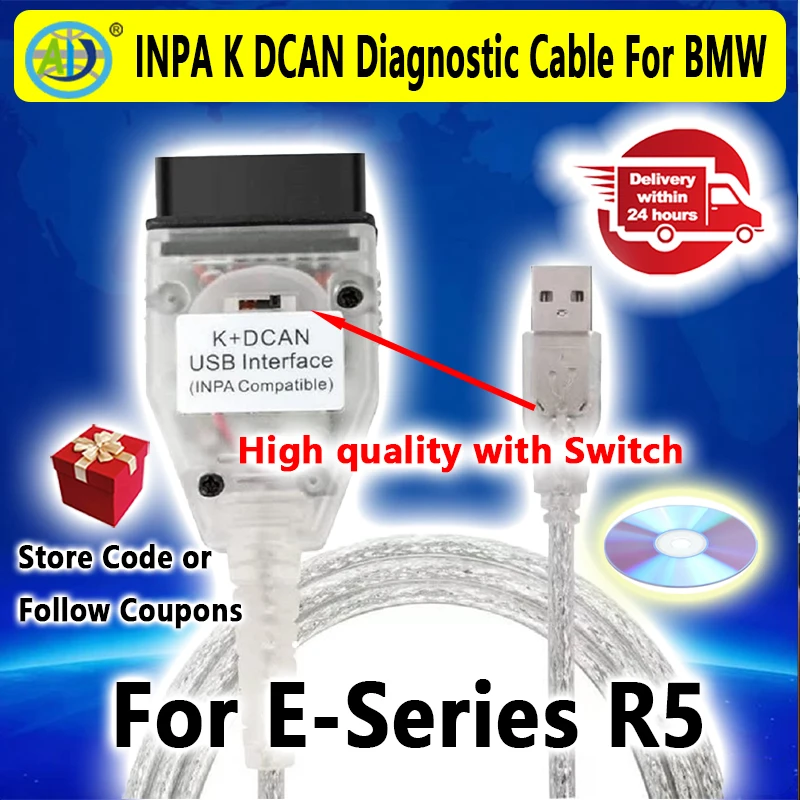 Cable USB CAN para BMW K con Interruptor INPA FT232RL Ediabas K Dcan K Line, Escáner de Diagnóstico USB OBD2, Compatible con NCS Expert Tool32